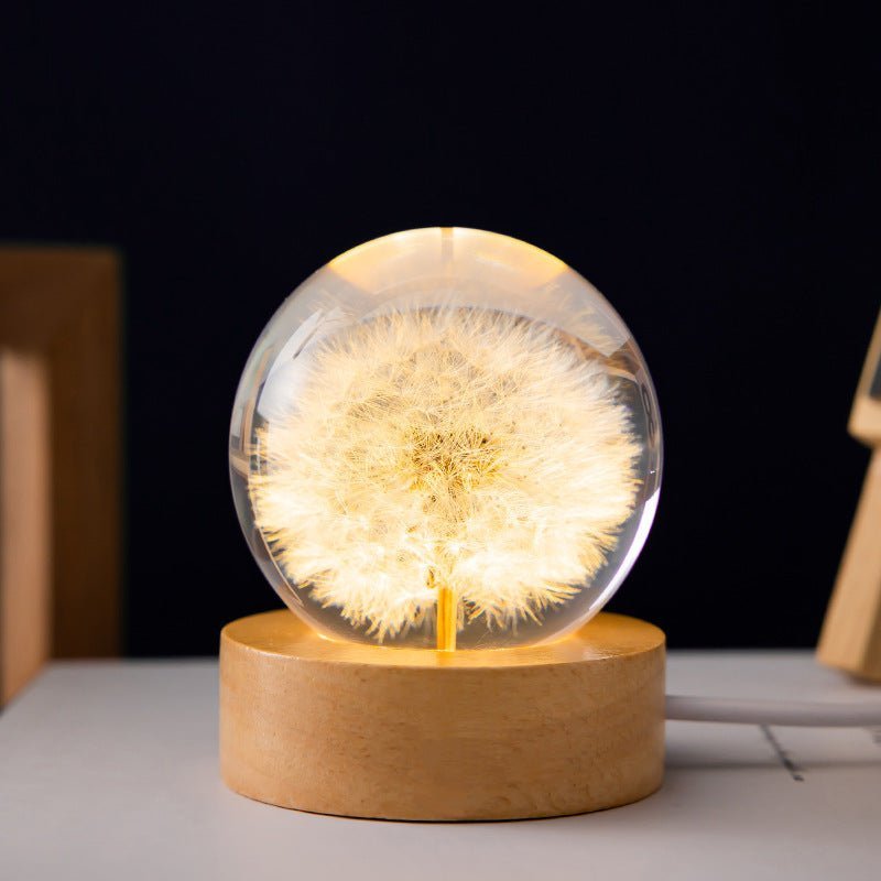 Kristallen Bol Lamp met Kunstbloemen Decoratief