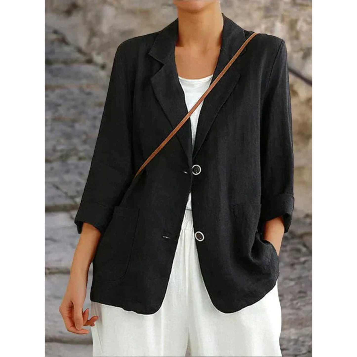 Dames Blazer Linnen Klassiek Design - Mode Vibes