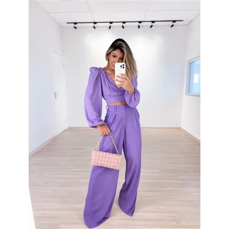 Paarse Tweedelige Set voor Vrouw Esmée Stijl - Mode Vibes