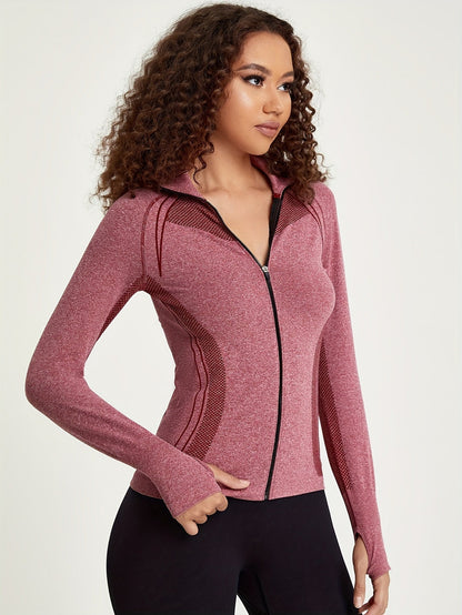 Sportieve Track Jacket Lange Mouw Zwart Volledige Rits - Mode Vibes