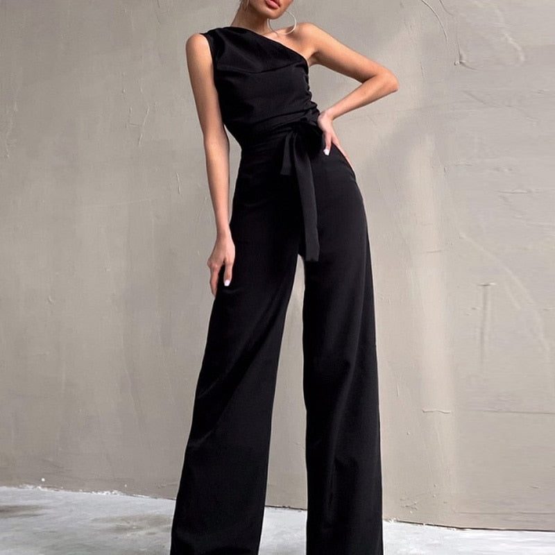 Elegante Jumpsuit Een Schouder Jurk voor Vrouw - Mode Vibes