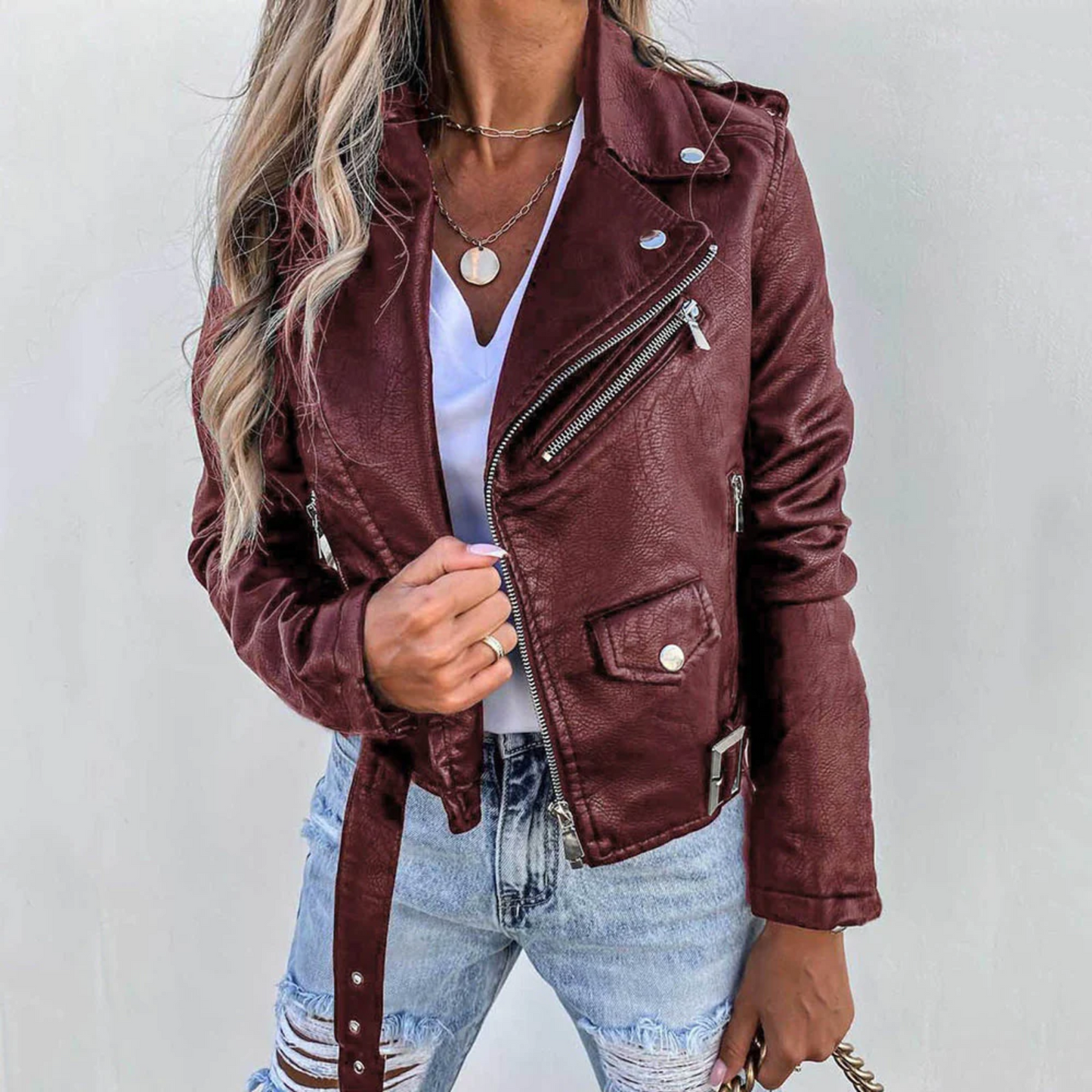 Leren Jas Gevoerd Met Rits Stijlvolle Look - Mode Vibes