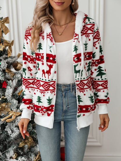 Kerst Damesjas Hooded Feestelijke Warme Winterjas - Mode Vibes