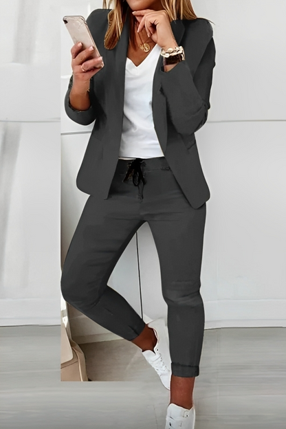Dames Blazer Set Stretch Elegante Zwart Collectie