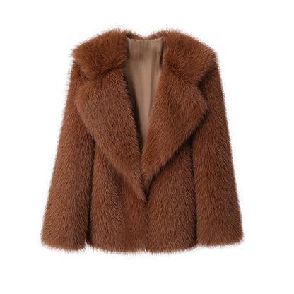 Dames Faux Fur Jas Grote Kraag Trendy Stijlvolle Zomerjas