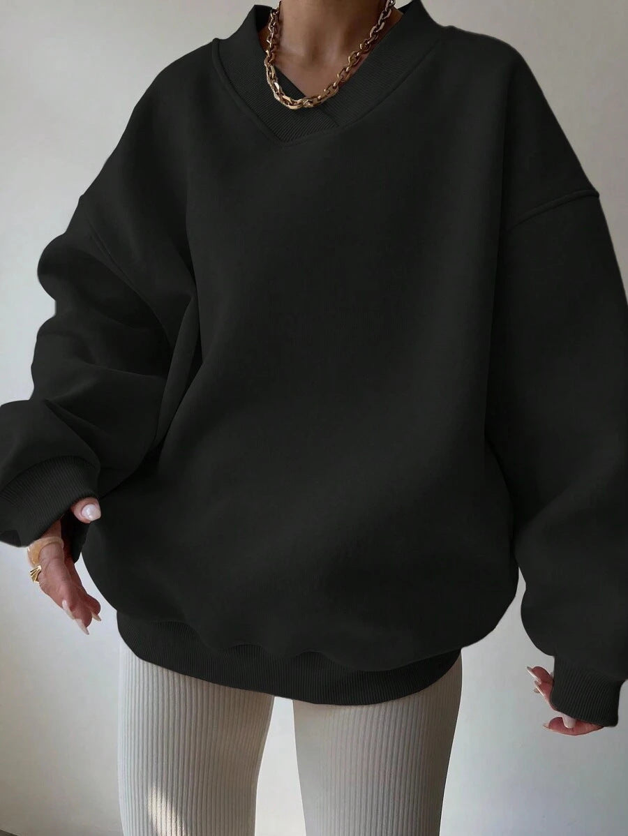 Dames V-Hals Trui Geel Minimalistisch Design