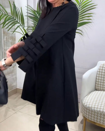 Zwarte Jurk met Lange Mouwen Casual Vrouwenjurk