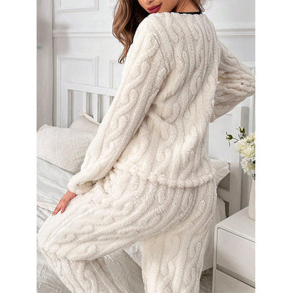 Dames Gebreide Pyjama Set Warme Huispak Dessy