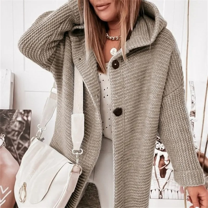 Elegante Dames Cardigan met Capuchon – Kasjmier Look