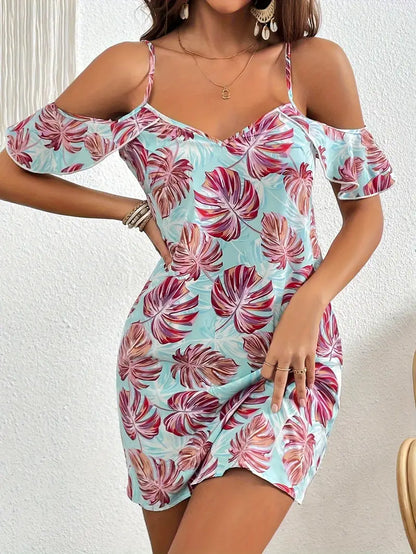 Bloemenjurk Off-the-shoulder Zomerjurk Vrouw