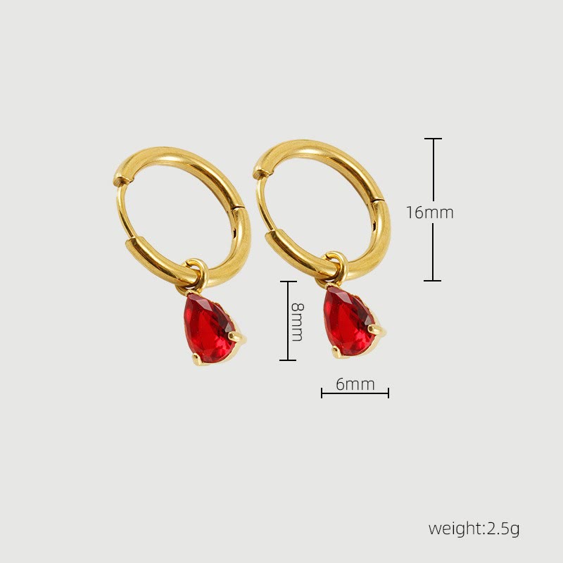 Geboortesteen Sieradenset Granaat met Ketting en Oorbellen
