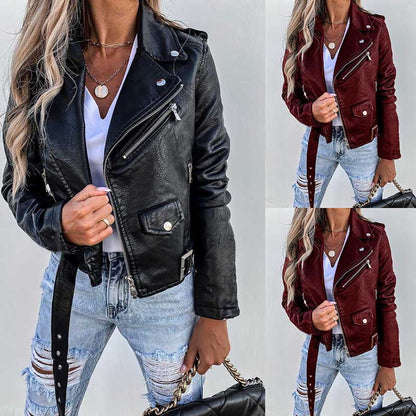 Dames Lederen Biker Jas PU Stijlvol Trendy