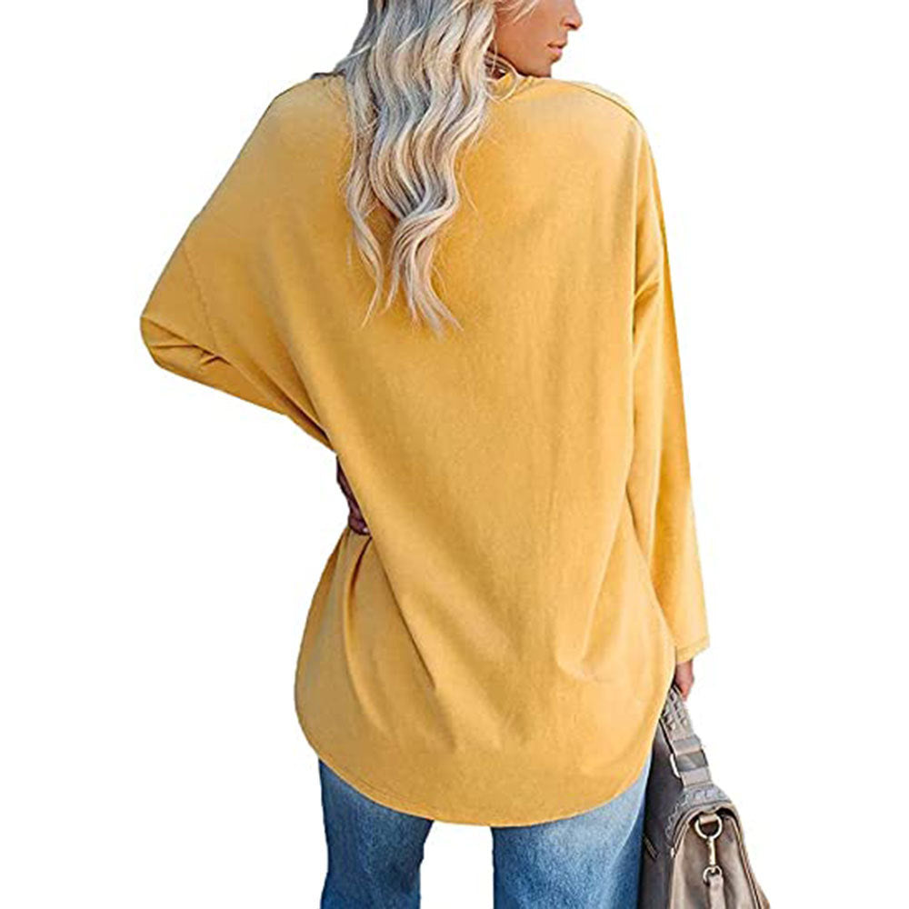 Dames Oversized T-shirt Lange Mouwen V-hals Casual
