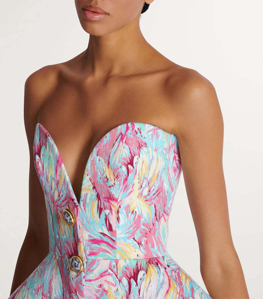 Mini Jurk Zonder Mouwen Abstract Print Vrouwelijk Model