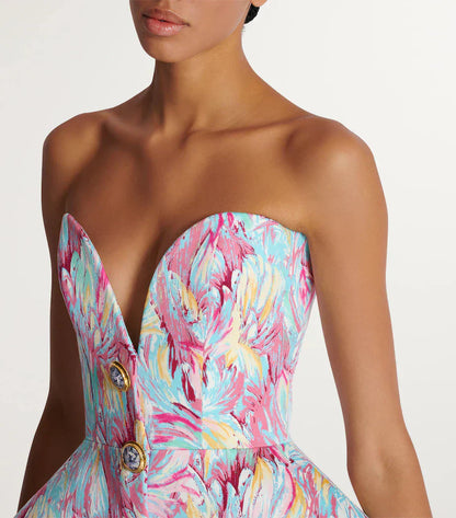 Mini Jurk Zonder Mouwen Abstract Print Vrouwelijk Model