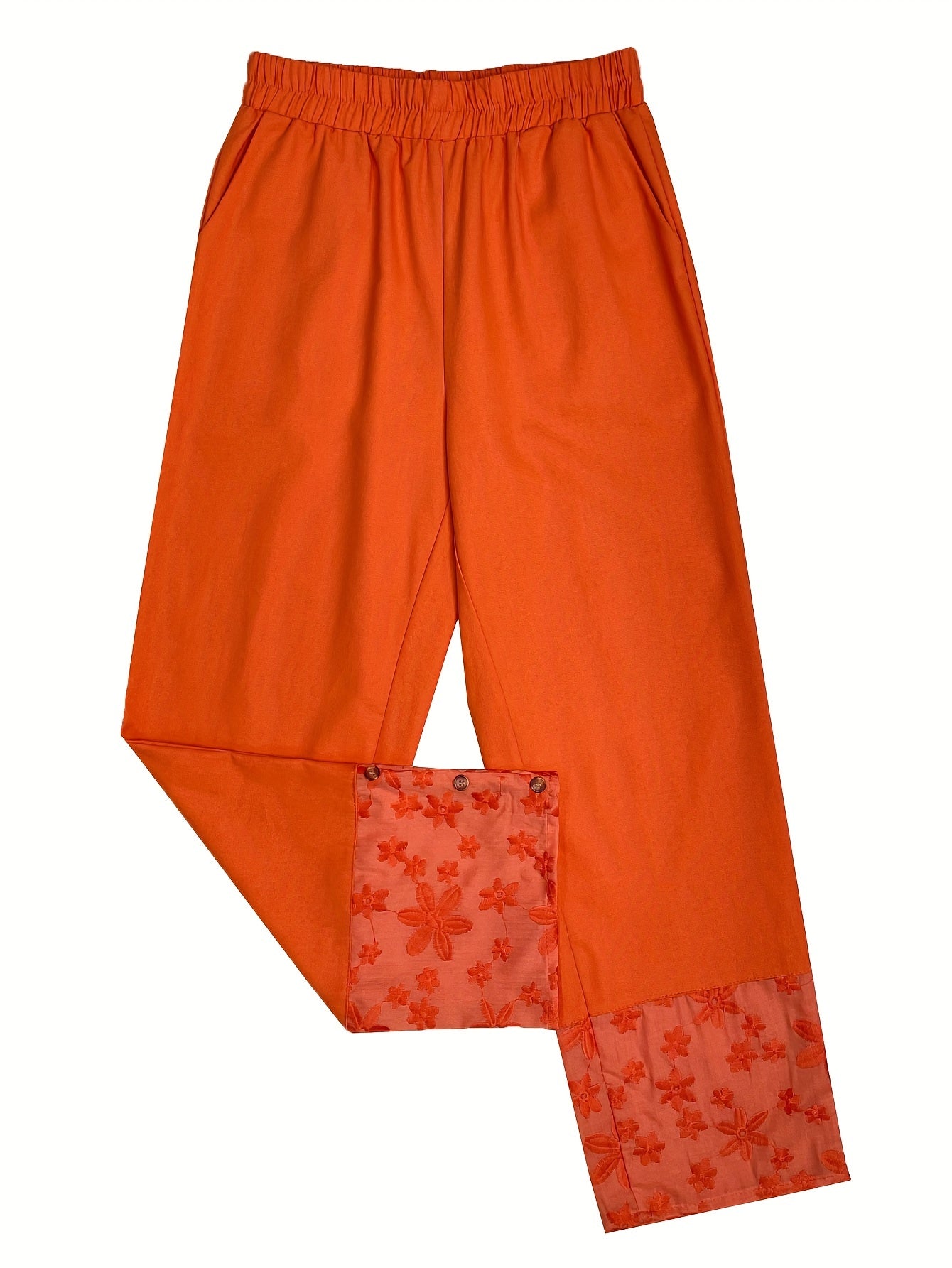 VELANORA- Kantdessin en Elastische Taille Broek