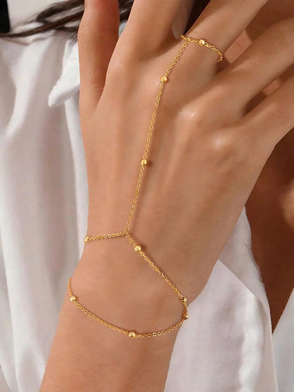 Dames Armband met Ring en Fijne Schakels Elegant Zilver