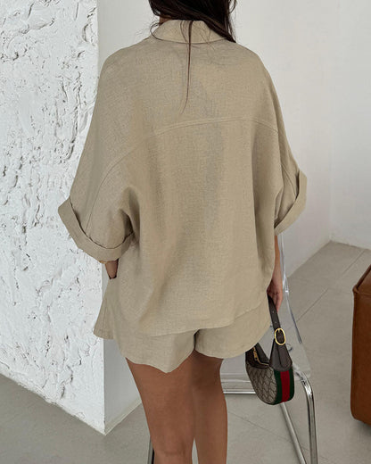 Zomerset Dames Luchtig Blouse Korte Broek Set