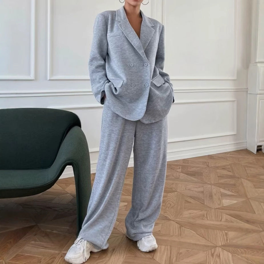 Dames Tweedelig Pak Blazer en Wijde Broek Modern Design - Mode Vibes