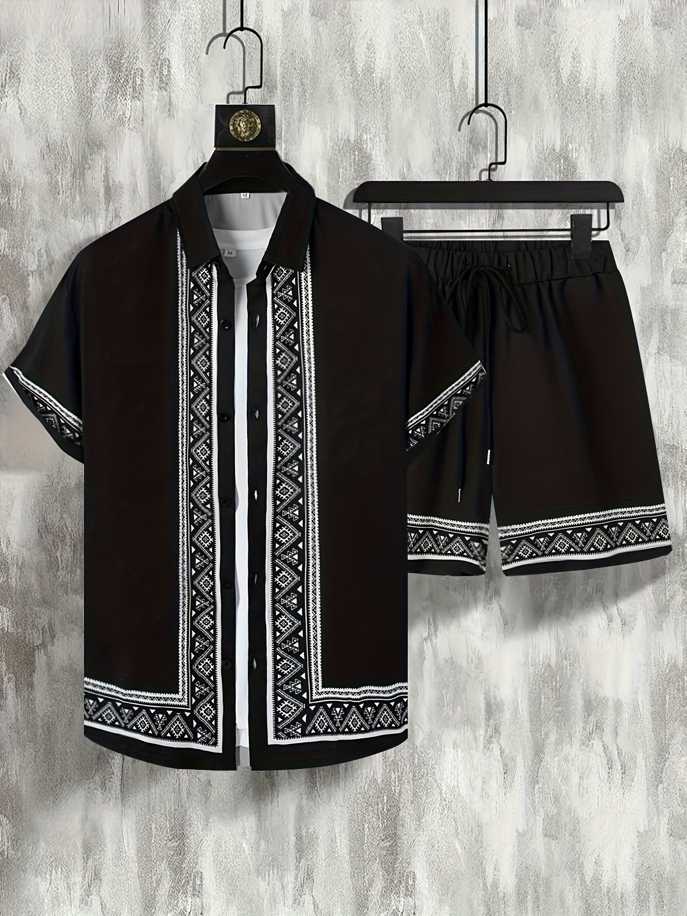 Heren Zomer Set - Tweedelig Casual Shirt en Shorts Boho Stijl