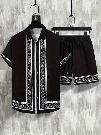 Heren Zomer Set - Tweedelig Casual Shirt en Shorts Boho Stijl