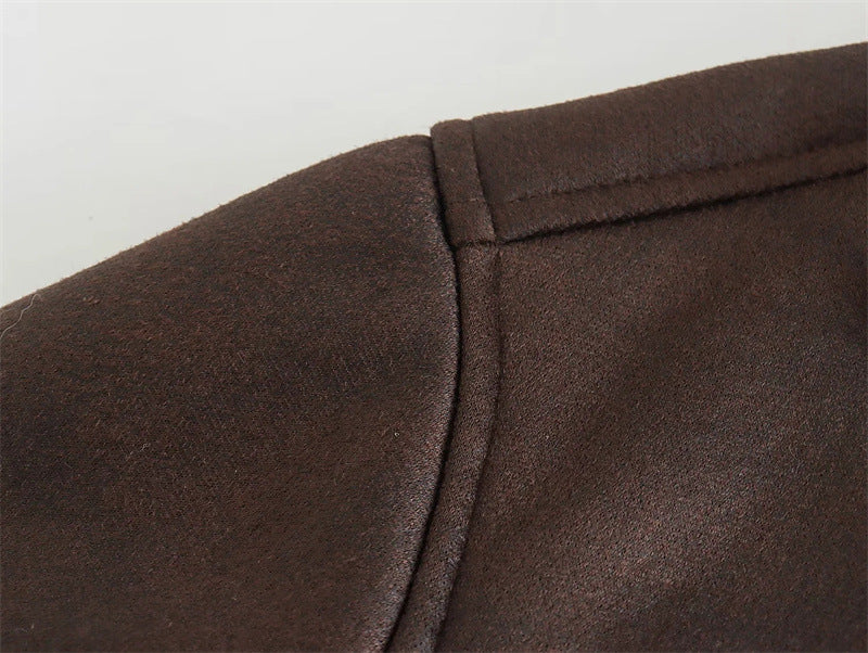 Dames Faux Leren Pilotenjas Oversized met Teddy Voering en Zakken