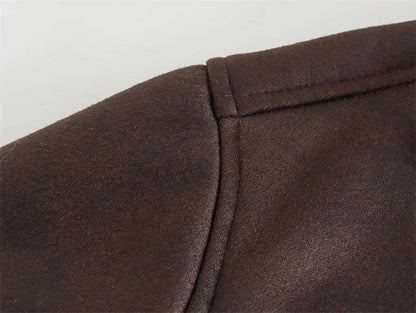 Dames Faux Leren Pilotenjas Oversized met Teddy Voering en Zakken