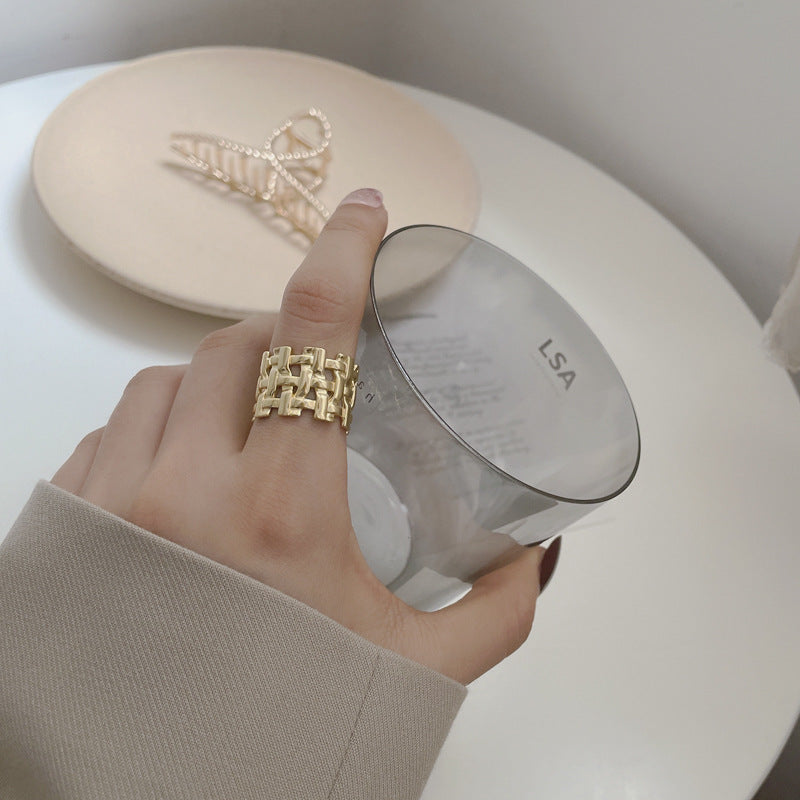 Dames Gevlochten Zilveren Opengewerkte Ring - Mode Vibes
