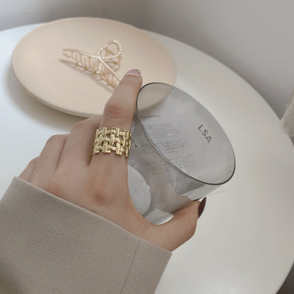Dames Gevlochten Zilveren Opengewerkte Ring - Mode Vibes