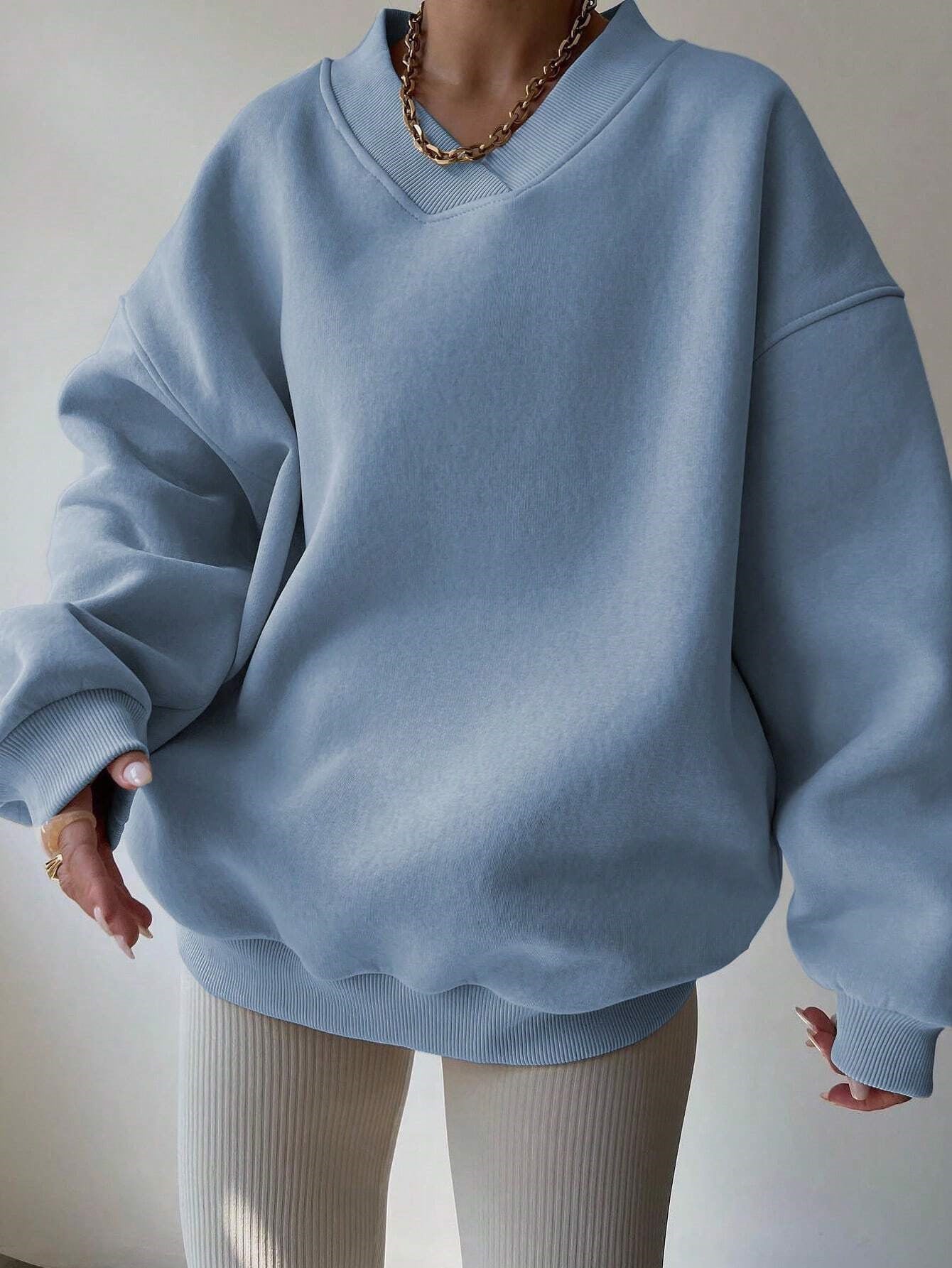 Dames V-Hals Trui Geel Minimalistisch Design