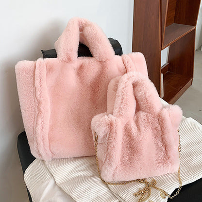 Dames Teddy Schoudertas Zacht met Comfortabele Handgrepen - Mode Vibes