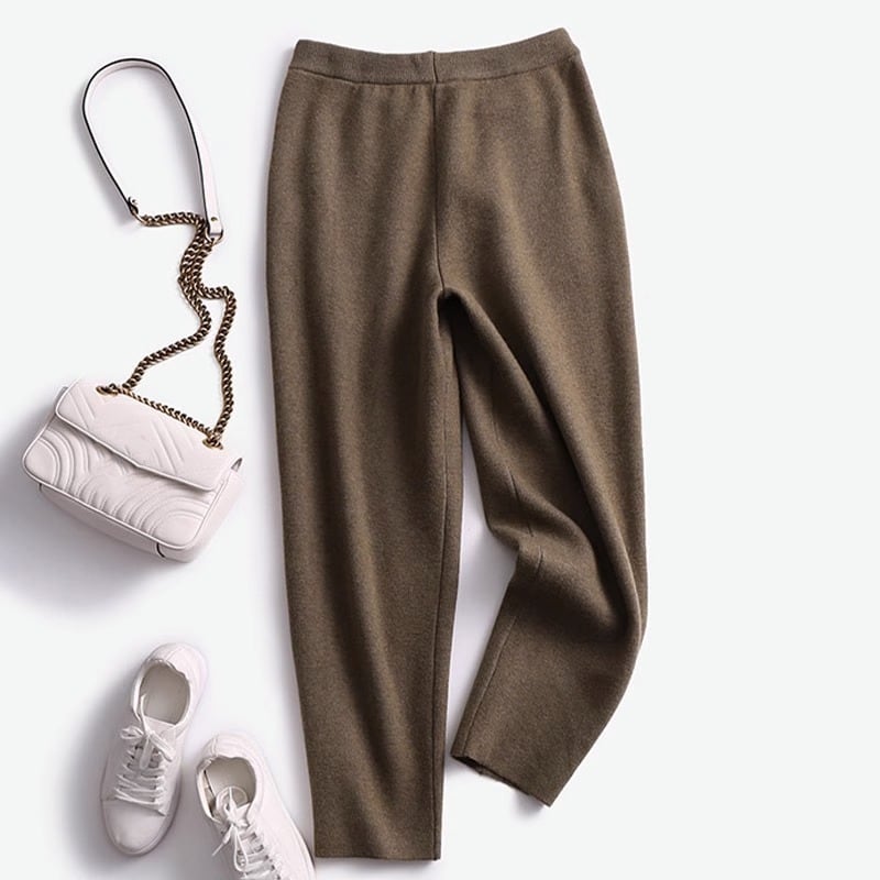 Dunne Wollen Broek voor Dames Gebreid Skinny Model