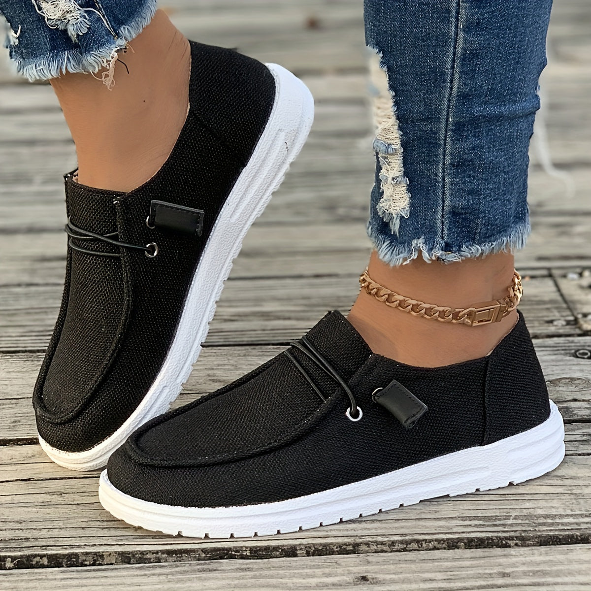 Dames Instappers Casual Leer Zwart Comfortabele Schoenen