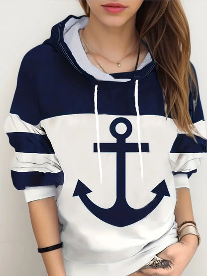 Nautische Hoodie Anker Print Zeeman Stijl
