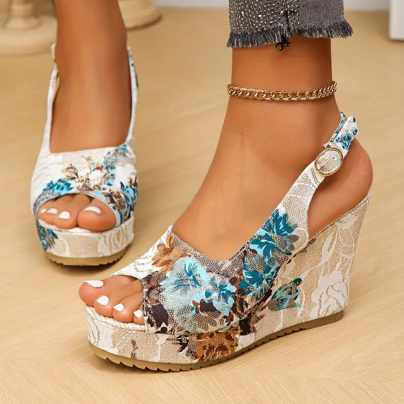 Vrouwensandalen Zachte Bloemen Ontwerp Vintage Stijl