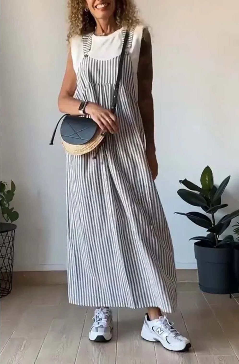 Honora | Abito casual con bretelle a righe