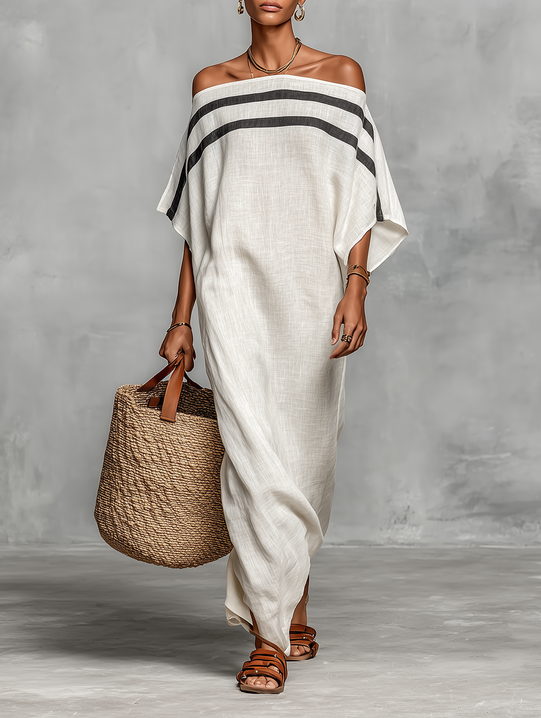 Dames Linnen Maxi-jurk Minimalistische Stijl - Mode Vibes
