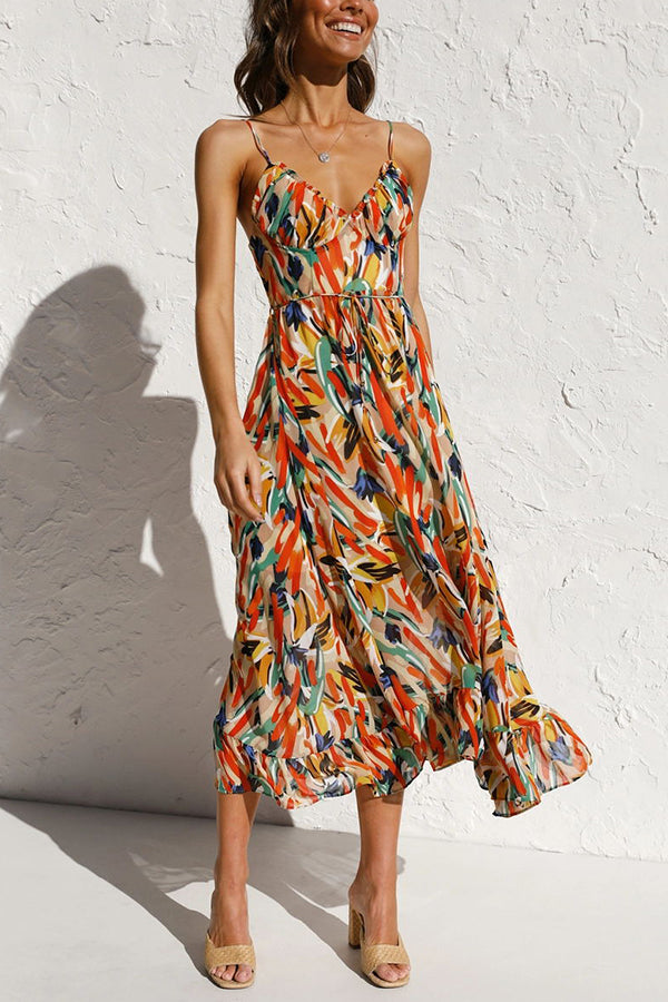Midi Jurk Veelkleurig Vrouwen Jurk Zomerjurk