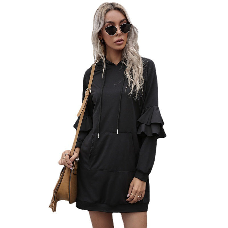 Dames Hoodie Jurk Comfortabel met Ruffles Mouwen