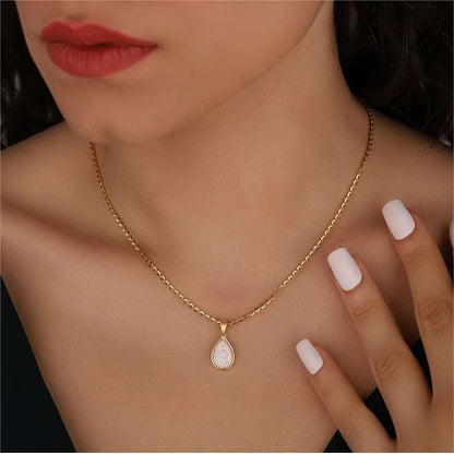 Opaal Hanger Ketting Natuurlijke Steen 18K Goud