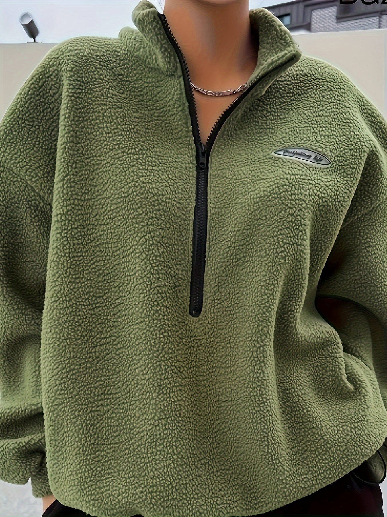 Pullover Sweatshirt Effen met Ritssluiting voor Dames