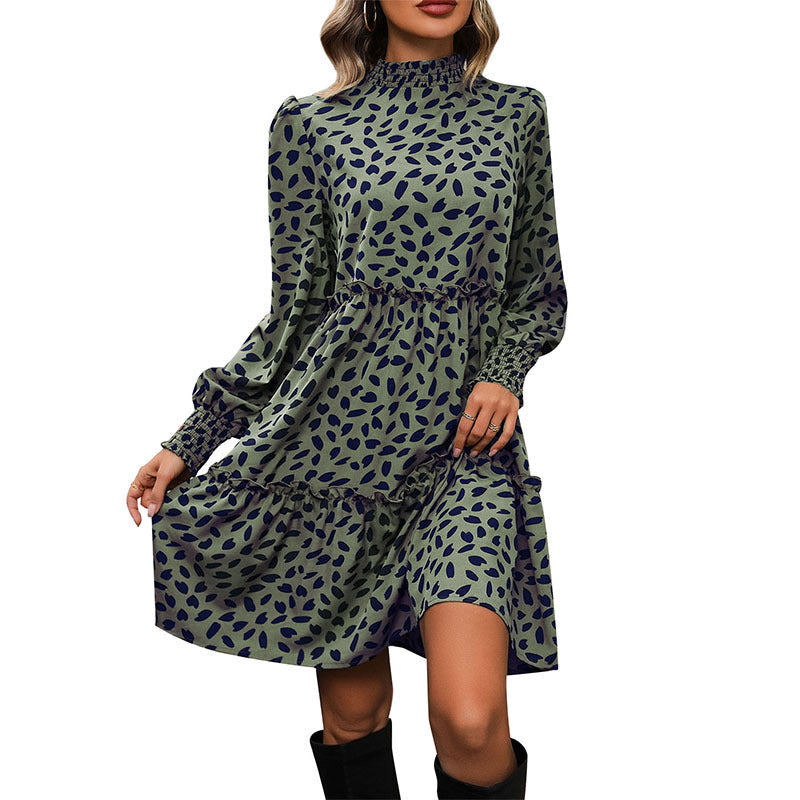 Dames Babydoll Jurk met Bloemenprint en Plooi Details