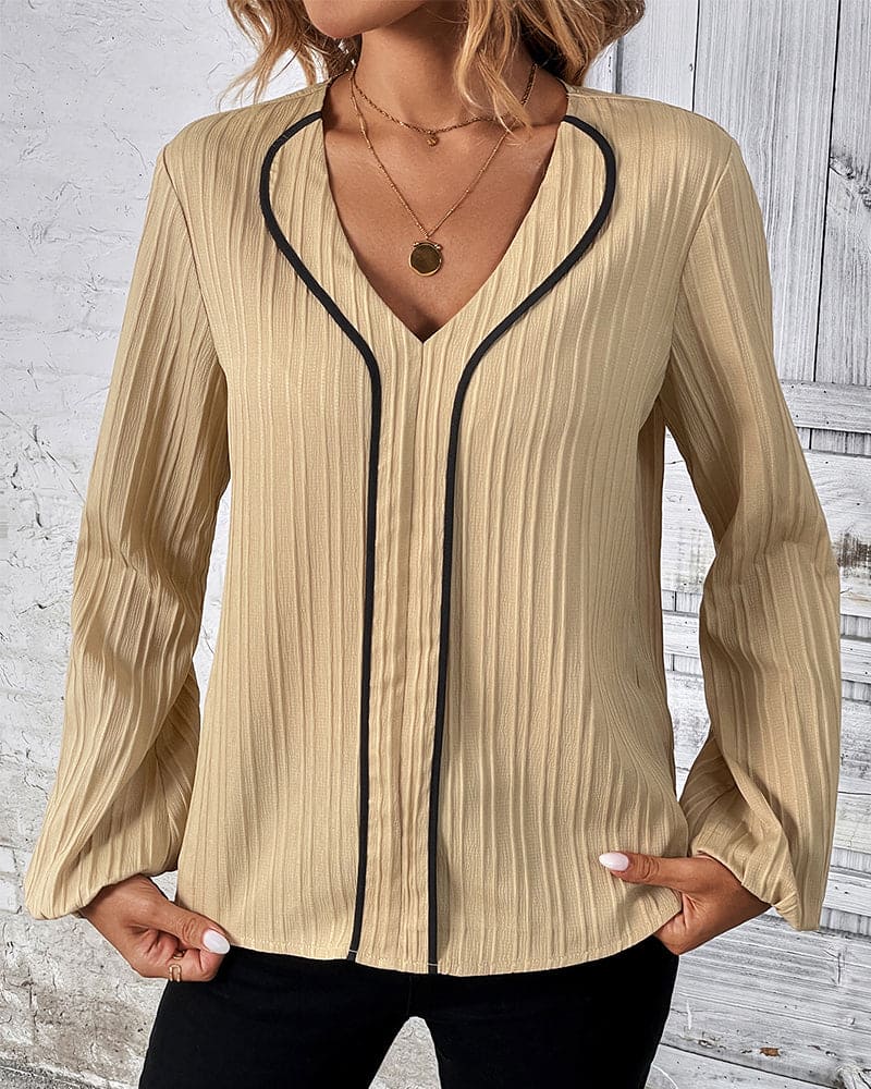 Vrouwelijke Blouse Lange Mouwen V-hals Alina