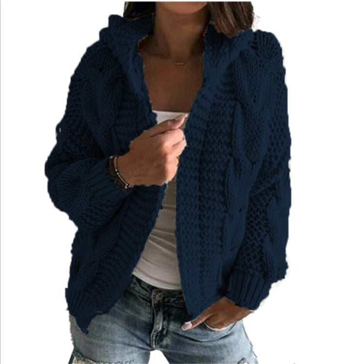 Dames Vest met Capuchon Gebreid Kabelpatroon