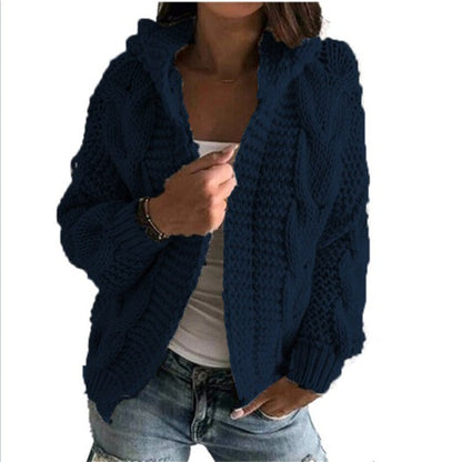 Dames Vest met Capuchon Gebreid Kabelpatroon