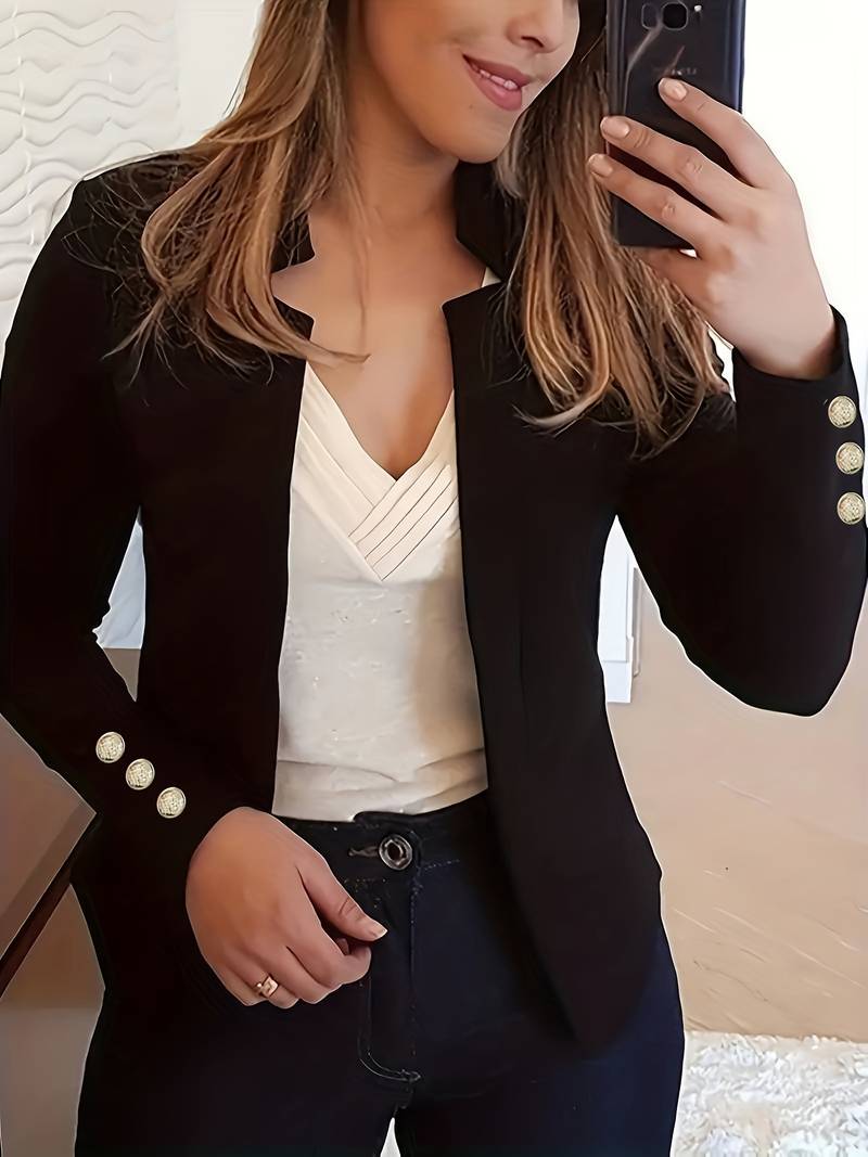 Casual Dames Blazer met Knopen – Lichtgewicht Katoen, Lange Mouw