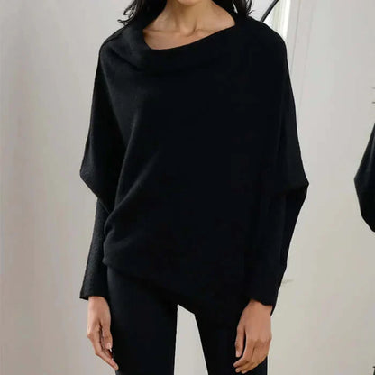 Asymmetrische Dames Trui met Col en Drapé Effect