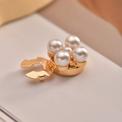 Dames Manchetknopen met Parel Detail Elegant Zilver - Mode Vibes