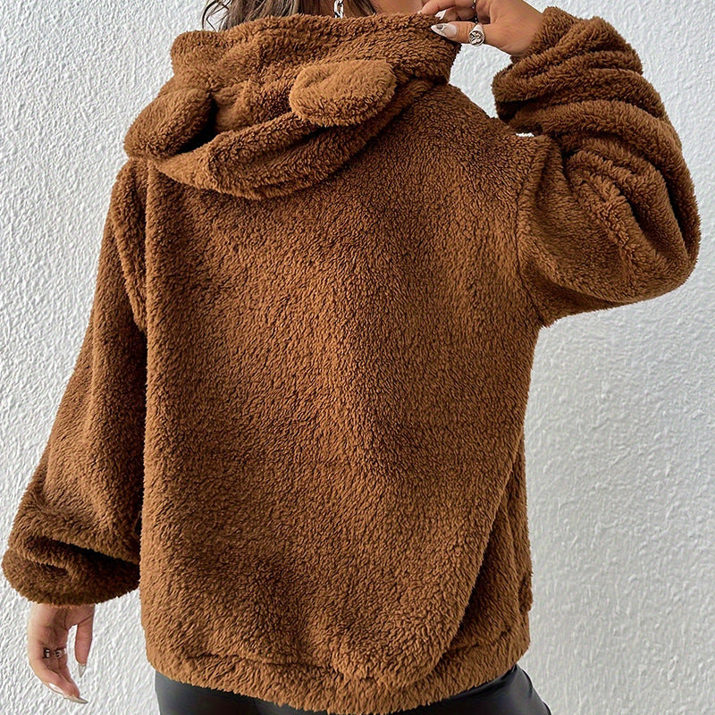 Dames Teddy Hoodie Zacht Stijlvol Trendy Sweatshirt