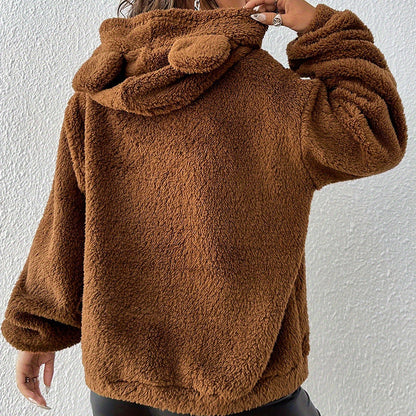 Dames Teddy Hoodie Zacht Stijlvol Trendy Sweatshirt